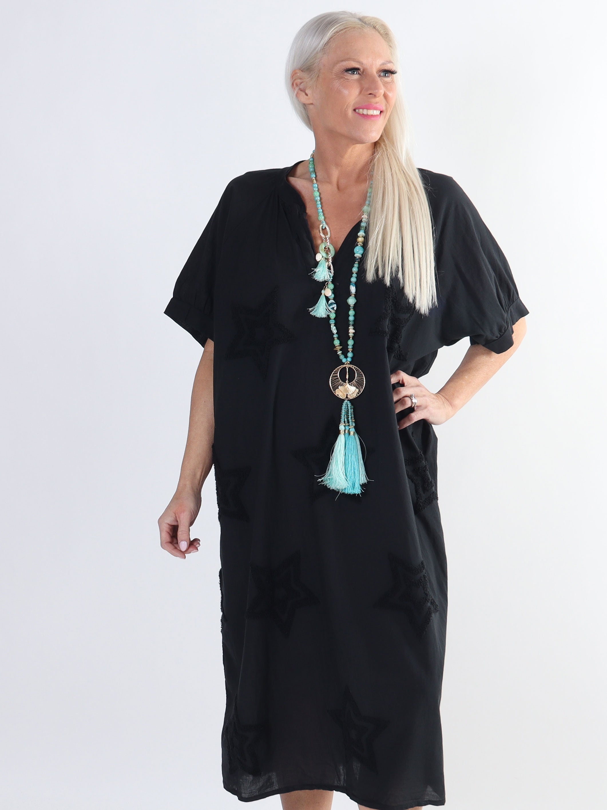 Nannali - Fin plus size kjole i bomuld med stjerner